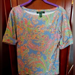 Lauren RL Colorful Paisley Top Medium
